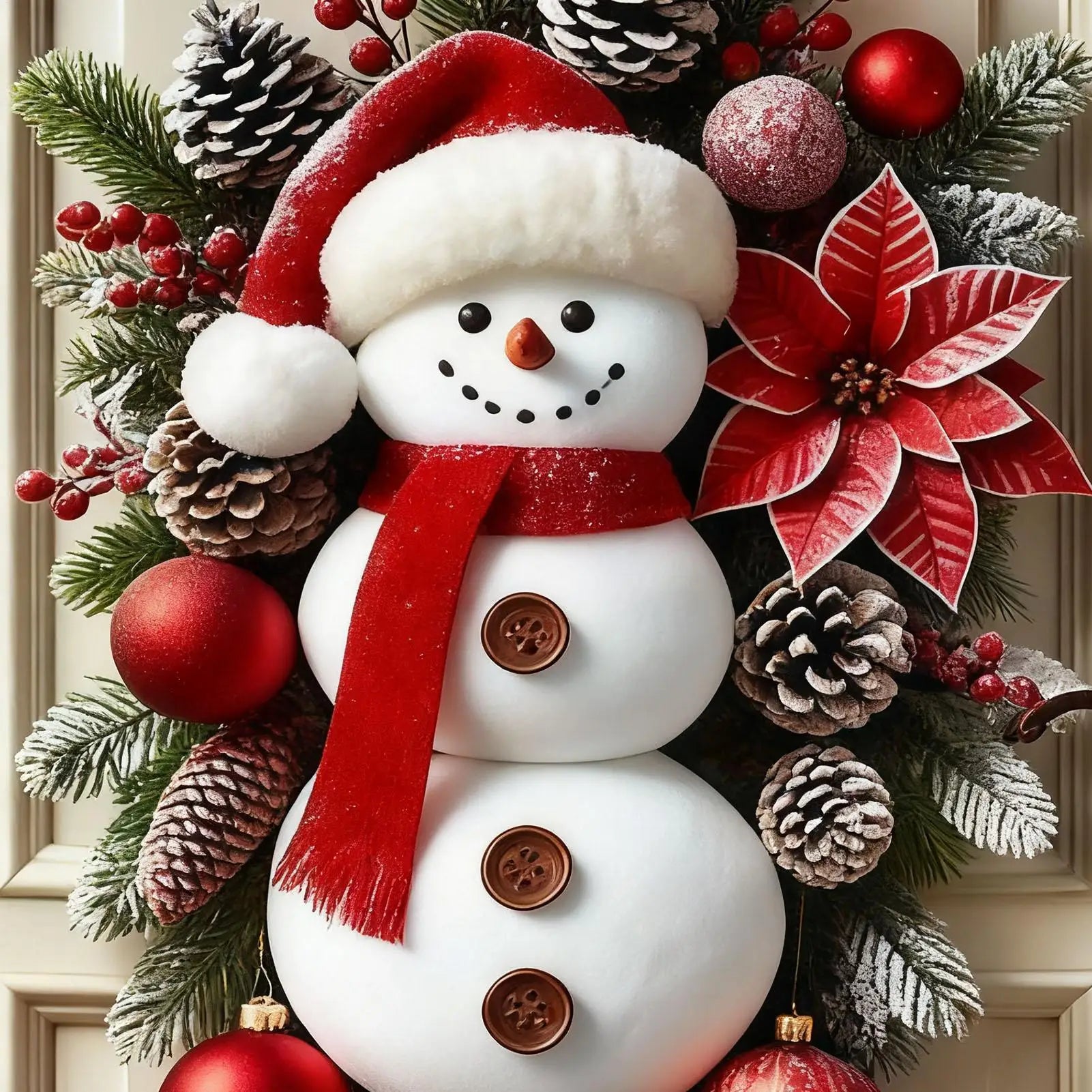 Front Door Christmas Decorations Artificial Large Party Supplies Cute Snowman Door Hanger Sign for Indoor Outdoor Wall Living