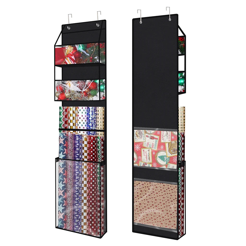 Christmas Gift Wrapping Paper Organizer, Holiday Decorations Storage Bag, Wall-mounted Various Festivals Storage Xmas Clearan