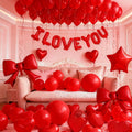 57 Pcs I LOVE YOU Balloon Set with Red Bow Star Aluminum Balloon Valentine's Day Wedding Anniversary Birthday Party Decoration