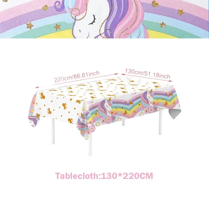 Unicorn Girls Birthday Decoration Party Supplies Unicorn Theme Tableware Set Cup Plate Balloon Banner Gift  for Kids Party Favor