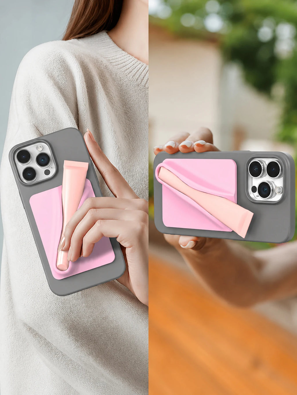 1 Solid Color Silicone Lipstick Phone Holder That Can Be Attached to the Back of the Phone. Portable Lip Gloss Phone Holder Suitable for Most Smartphones. a Great Gift for Women on Birthdays and Holidays!