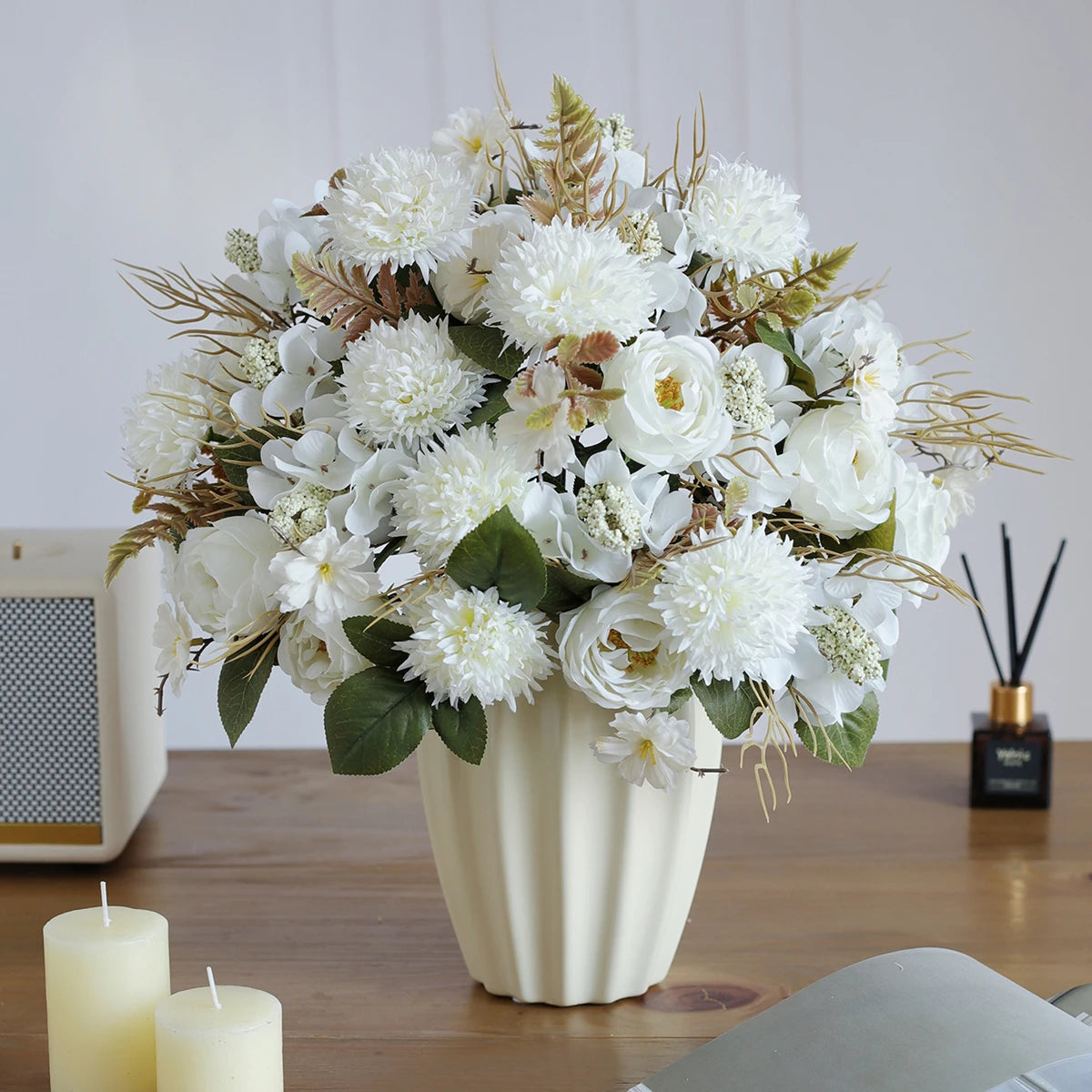 Artificial Flower Rose Decor Wedding Bride Bouquet outdoor Garden Silk Peony Embroidered Ball bonsai Vase Yard hot selling Gift