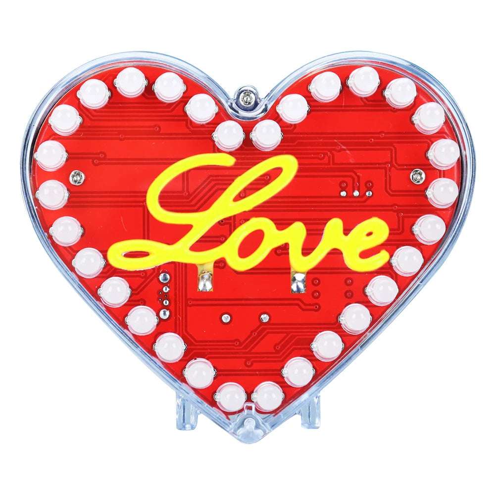 LED Heart-Shaped Flow Light DIY Electronic Kit with 7 Colors LED Lights Battery Powered DIY Soldering Practice Kit