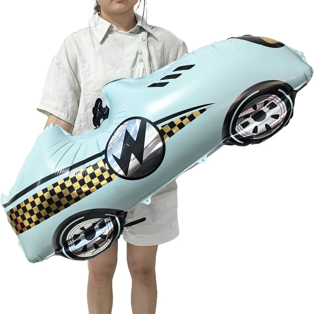 Racing Car Balloon Traffic Cone Balloon Tire Wheel Balloons Black White Checkered Race car Theme Kids Birthday party Decorations