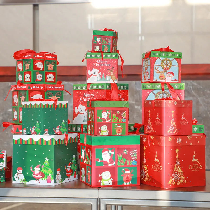 Christmas Gift Boxes Packing Gift Merry Christmas Decorative Carton For Xmas Home Party Decor New Year Candy Box Case