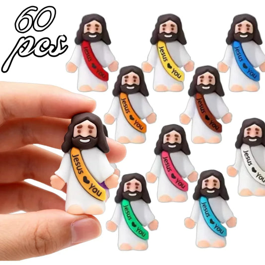 10/60pcs Mini Jesus Cartoon Statue Set