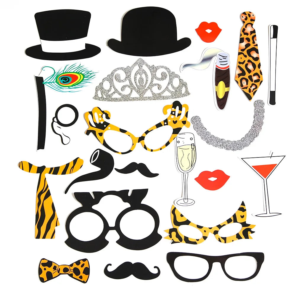 Wedding Photography Props Funny Selfies Mustache Glasses Team Bride Groom Photo Booth Props Bridal Shower DIY Wedding Decoration