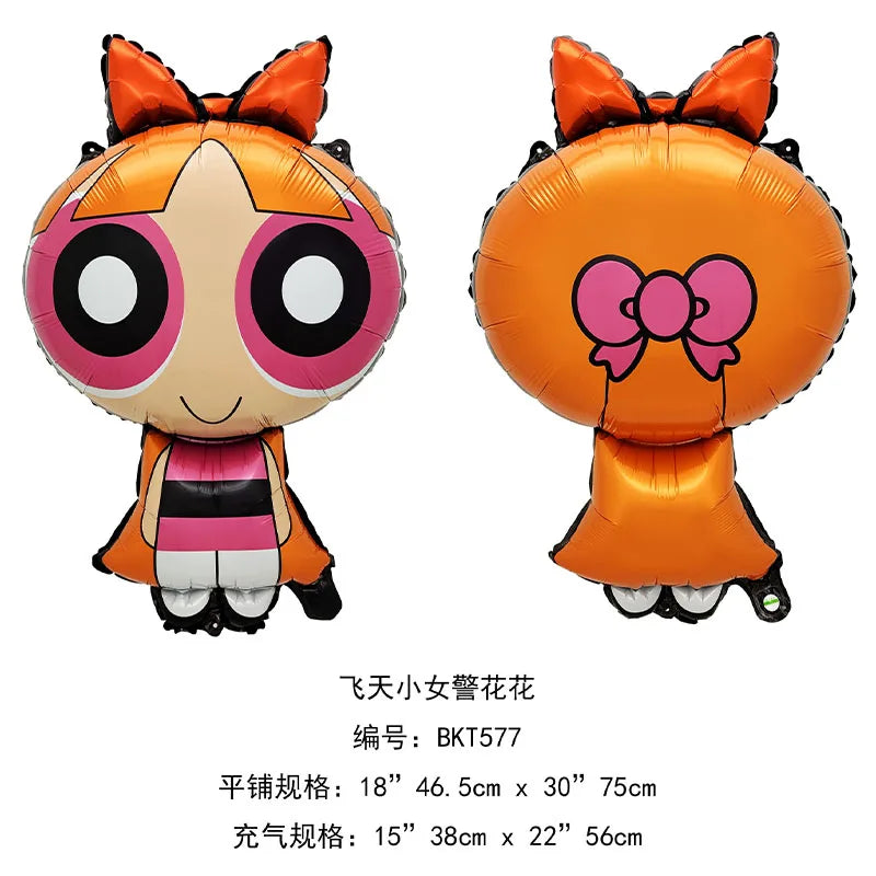 Cartoon Powerpuff Girls 1-9th Birthday Party Balloon Decoration Kit Number Foil Balloon Cake Topper Baby Shower Favors Globos