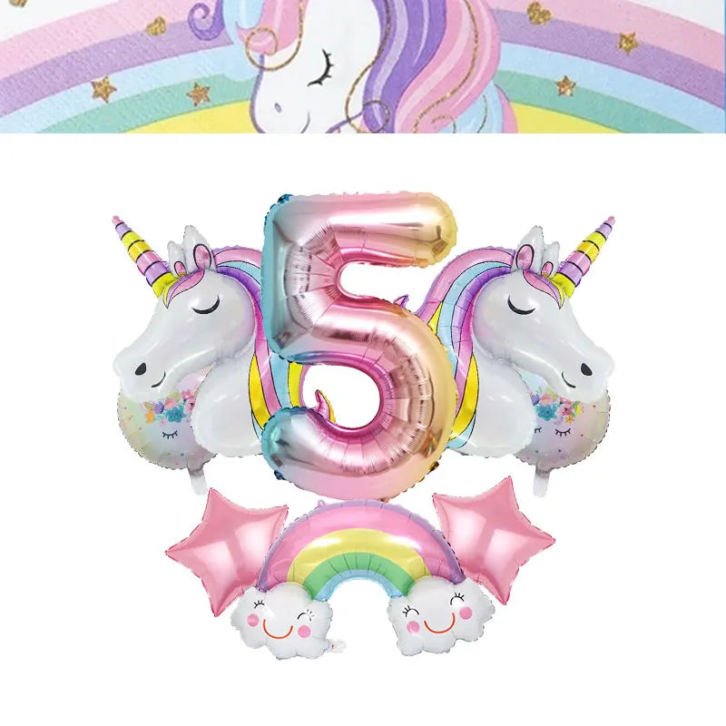 Unicorn Girls Birthday Decoration Party Supplies Unicorn Theme Tableware Set Cup Plate Balloon Banner Gift  for Kids Party Favor