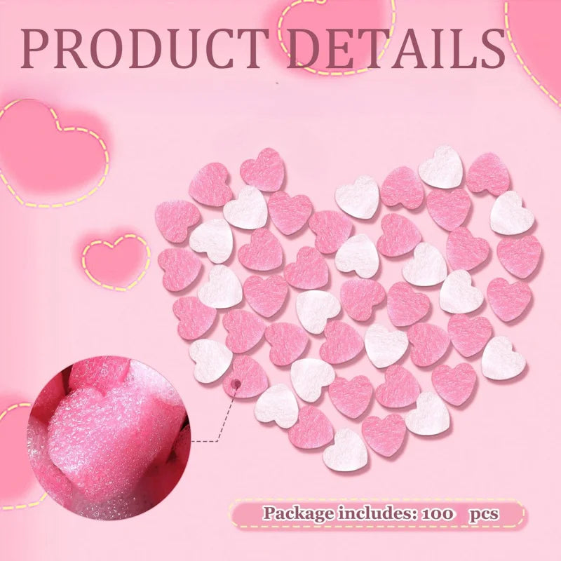100pcs Valentine Gift Box Filler Shreds Mini Heart Shaped Foam Beads Basket Filler for Crafts DIY Wrapping Decoration Supplies