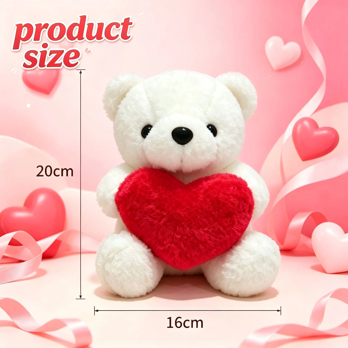 Teddy Bear With Heart Plush White Bear Holding Heart Gifts for Valentine's Day Wedding Giving Romantic Love Toys Gift