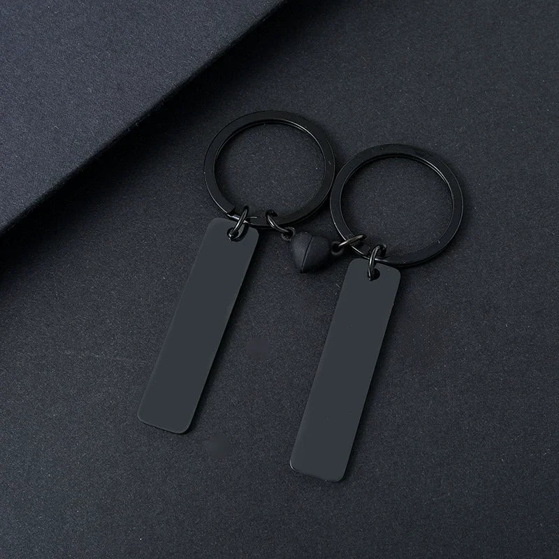 Stainless Steel Puzzle Keychain Blank For Engrave Metal Broken Keart Key Chain Couple Keychains Mirror polished 10pair
