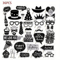 36pcs of Birthday Photo Booth Props Happy Birthday Props, Birthday Party Photo Decoration Props Set, Decoration Party