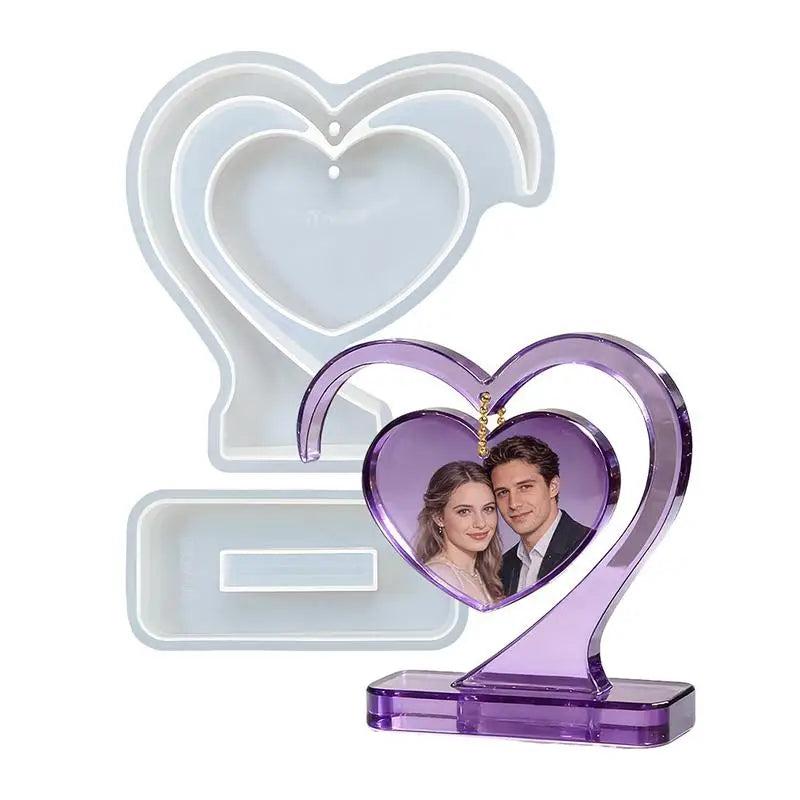 New Heart-shaped Photo Frame Pendulum Base Silicone Mold, DIY Crystal Epoxy Resin Mold, DIY Photo Frame Ornament.