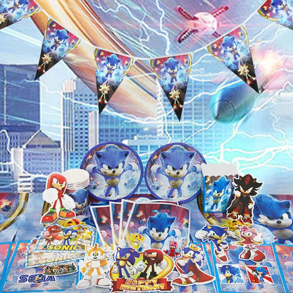 Blue Hedgehog Birthday Party Decoration Set