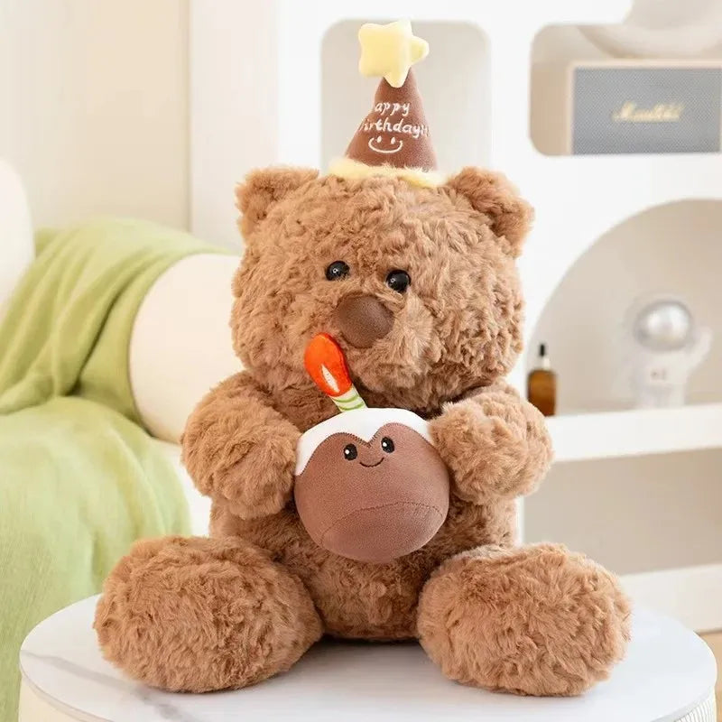 Cake Bear Teddy Bear Plush Toy Stuffed Animal Doll for Girls Valentine's Day Birthday Gift