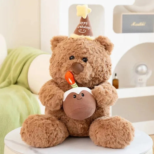 Cake Bear Teddy Bear Plush Toy Stuffed Animal Doll for Girls Valentine's Day Birthday Gift
