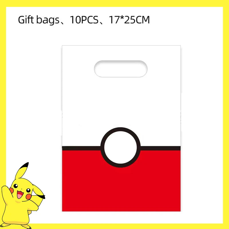 Pokemon Birthday Party Decoration Pikachu Disposable Tableware Cup Napkin Plate Tablecloth Baby Shower Cake Topper Flag Balloons