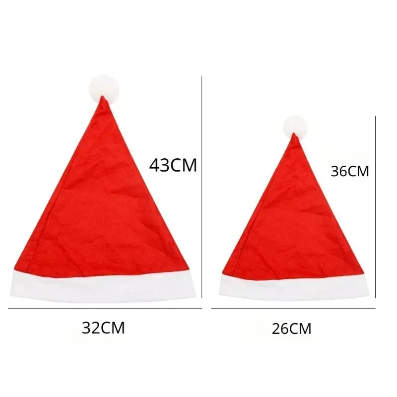Christmas Santa Hat For Adults And Kids Xmas Holiday Hats Unisex Velvet Red Classic Fur Comfort New Year Festive Party Supplies