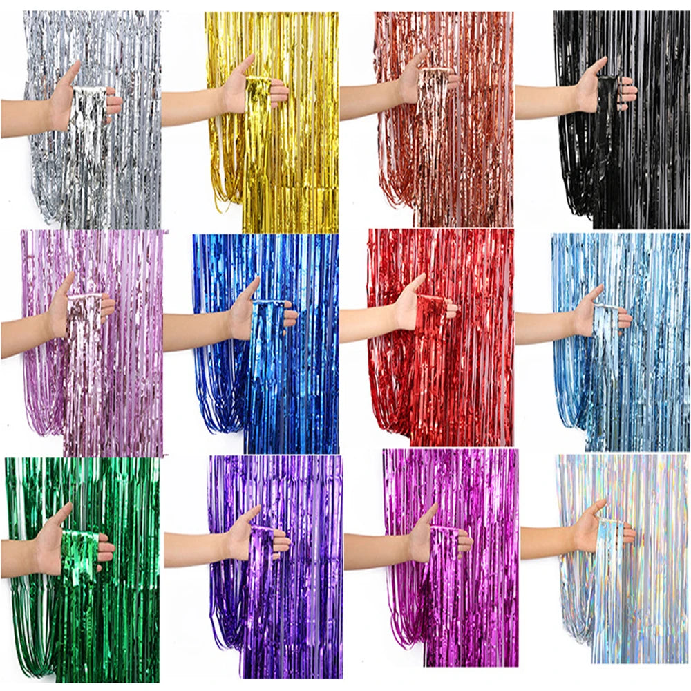 1m*2m Rain curtain party decoration Mother's Day birthday wedding bachelor party graduation merry Christmas backdrop curtain