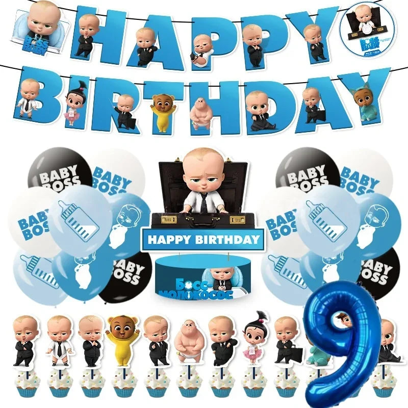 Bossed Baby Birthday Party Decoration Tableware Plates Cups Napkins Hat Balloon Baby Shower Kids Party Favors Party Supplies Kit