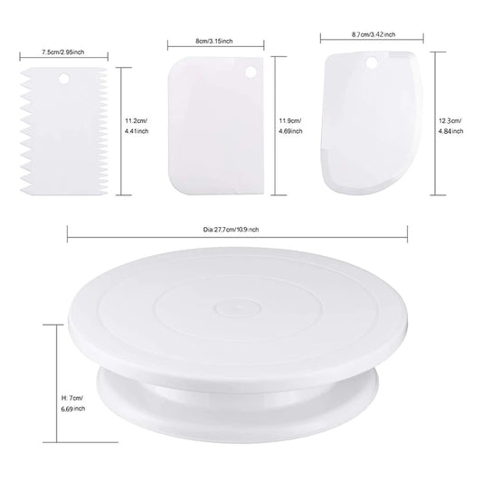 7Pcs Cake Making Tools Kit For Decorating Include Plastic Rotating Cake Turntable Icing Smoother/Spatula Cakes Leveler      0814