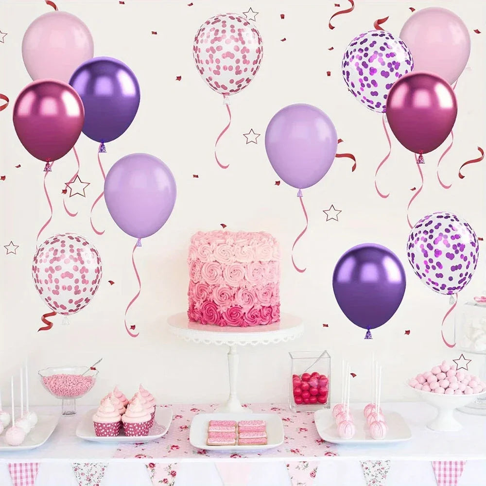 50Pcs Pink Purple Balloons 10 Inch Confetti Metallic Latex Balloons Party Wedding Birthday Decor Decorations