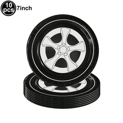 Racing Car Tire & Checkered Flag Cupcake Toppers