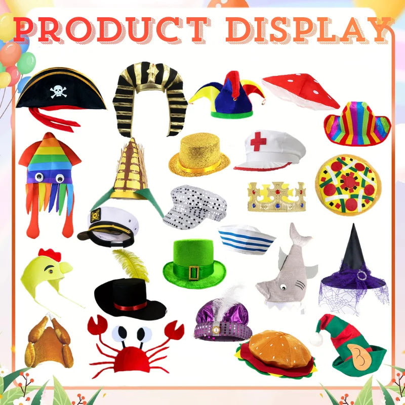12/24Pcs Assorted Funny Hats Crazy Party Hats for Photo Booth Props Carnival Dress Up Birthdays Parties