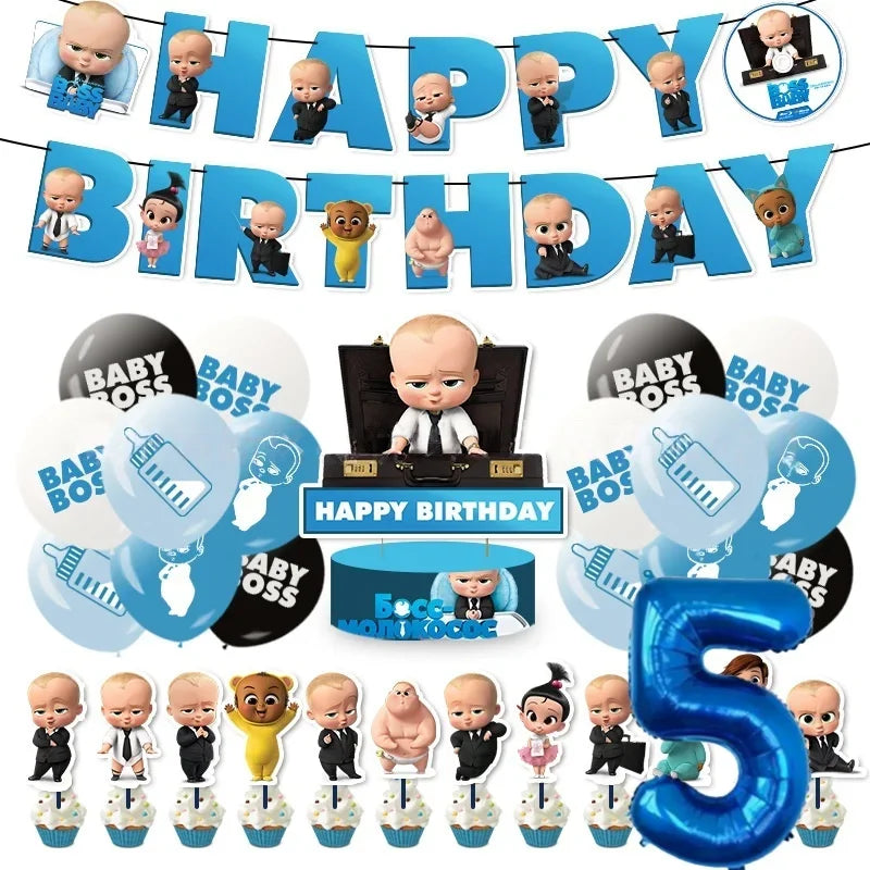 Bossed Baby Birthday Party Decoration Tableware Plates Cups Napkins Hat Balloon Baby Shower Kids Party Favors Party Supplies Kit