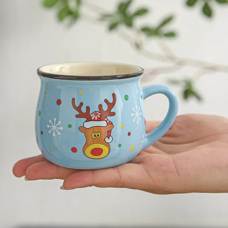 Christmas Mug Ceramic Cartoon Santa Mousse Cup Coffee Cup For Office Home Baking Dessert Breakfast Milk Mug For Kids Xmas Gift