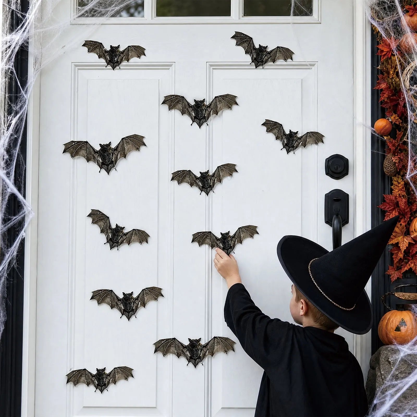 12Pcs 3D Vintage Bat Wall Stickers Realistic Horror Bat Decals