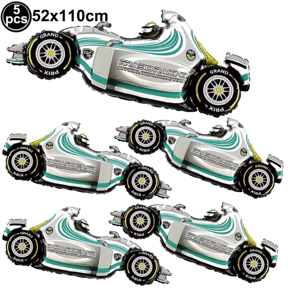 Racing Car Balloon Traffic Cone Balloon Tire Wheel Balloons Black White Checkered Race car Theme Kids Birthday party Decorations