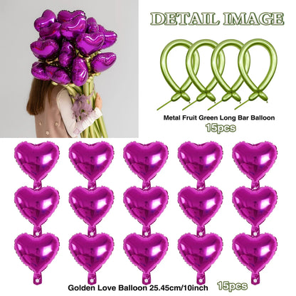 Love balloon bouquet set, red and green latex DIY long balloons forAnniversary, Wedding, Valentine's Day,birthday parties