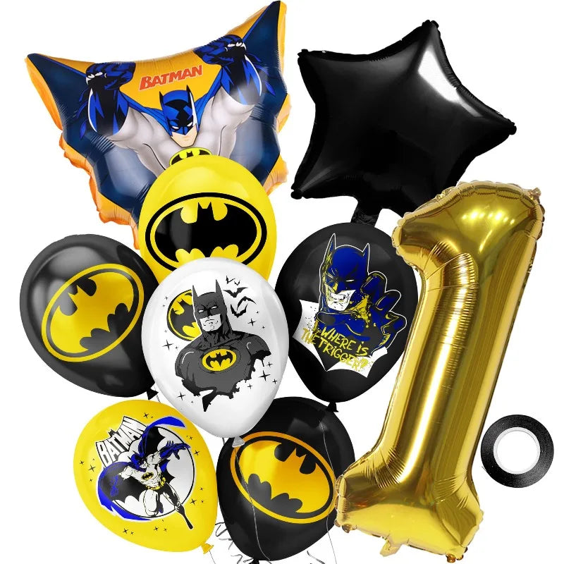 Hot New Anime Batman Balloons Set Birthday Party Decoration 1-9 Number Star Foil Balloon Kit Toys Party Supplies Kit Set